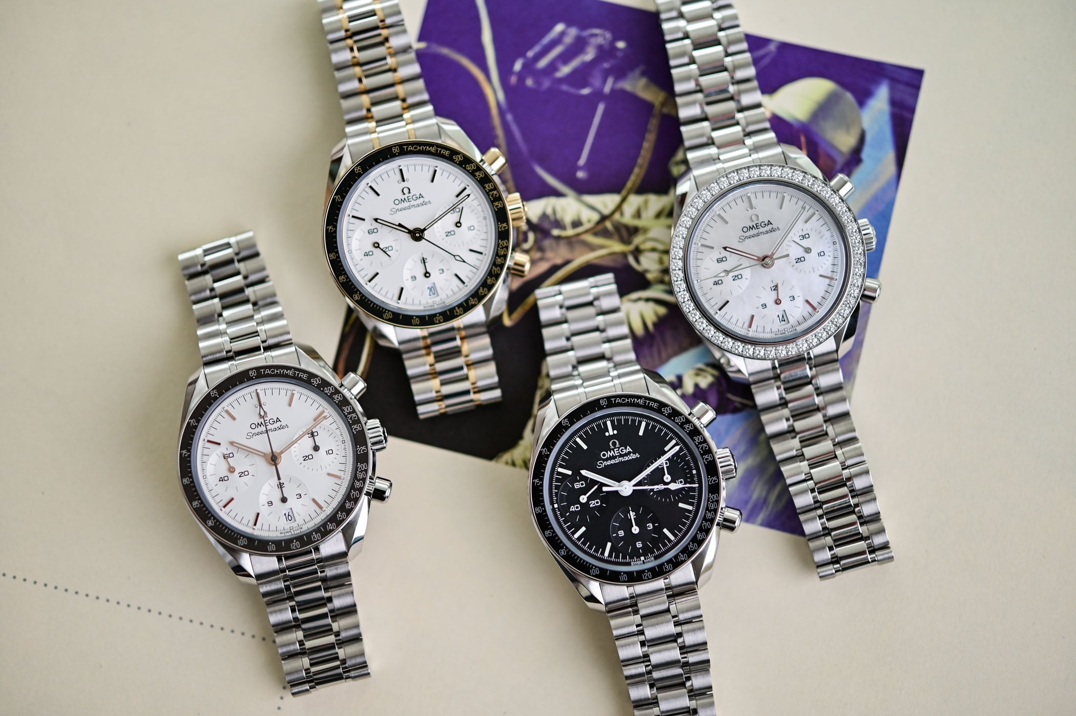 Omega Speedmaster 38 refresh, no-date black-dial reference 324.30.38.50.01.002 with round sub-dials and Moonwatch-style tachymeter bezel